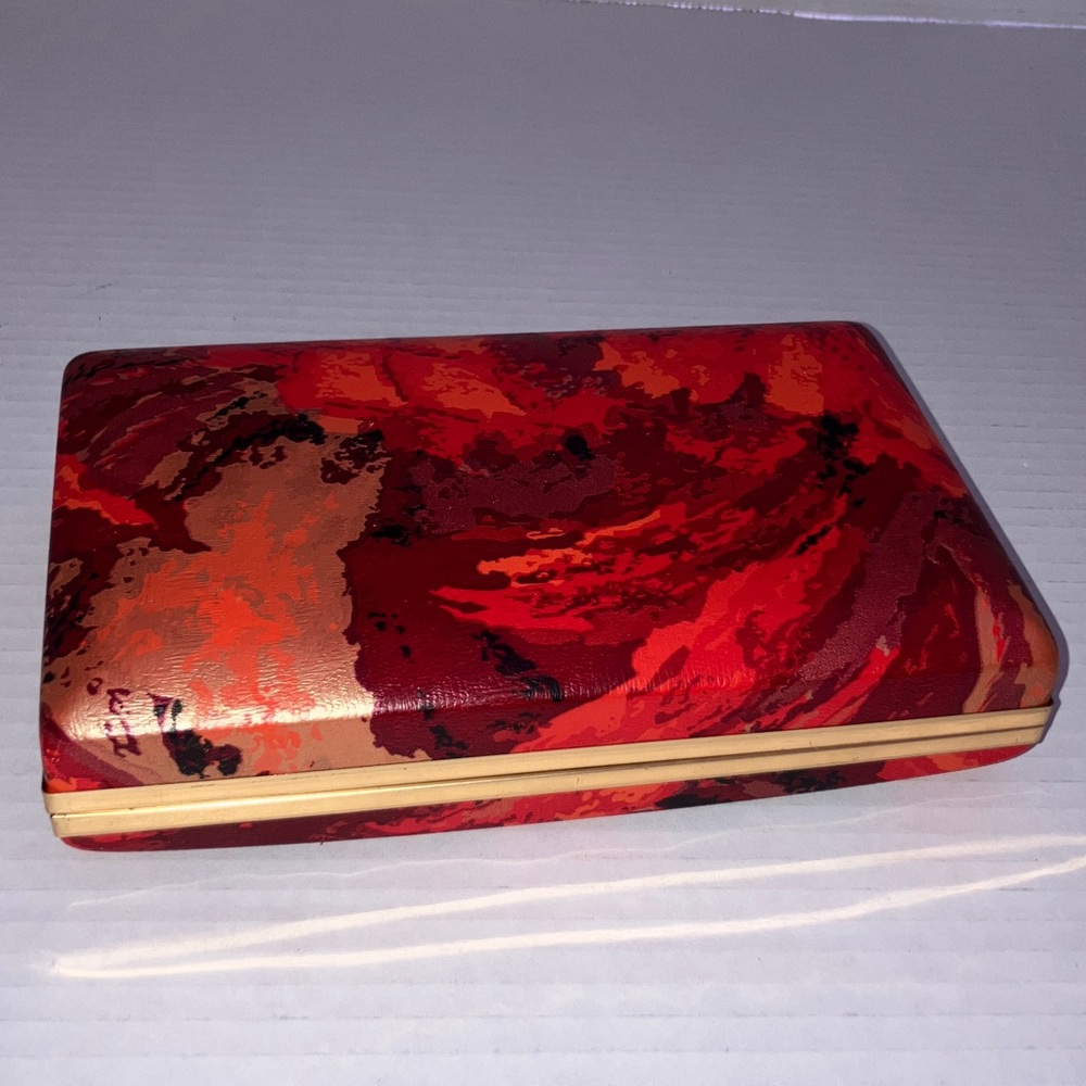 Vintage Red and‎ Gold Jewelry Organizer Aprox 4x7 Inches Clutch Style
